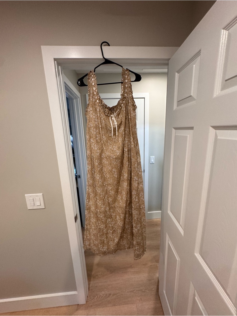 House of Pacific Beige Floral Tie-Front Maxi Dress